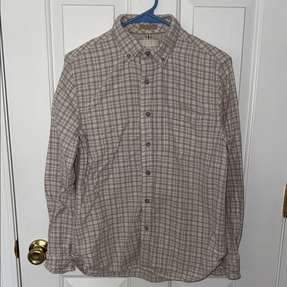 Denim & Flower Tan Casual Button Down Shirt